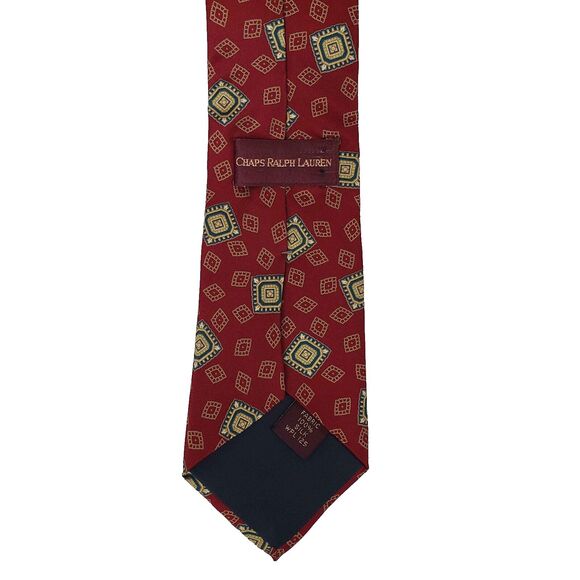 Vintage Chaps Ralph Lauren 100% Silk Neck Tie Mens Red Country Western Americana - Picture 3 of 5